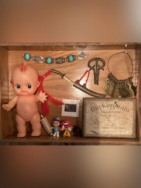 Oddities and curiosities shelf / desk drawer with collection